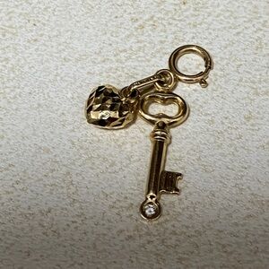 14K Gold MILOR ITALY Diamond Key & Heart combo charm